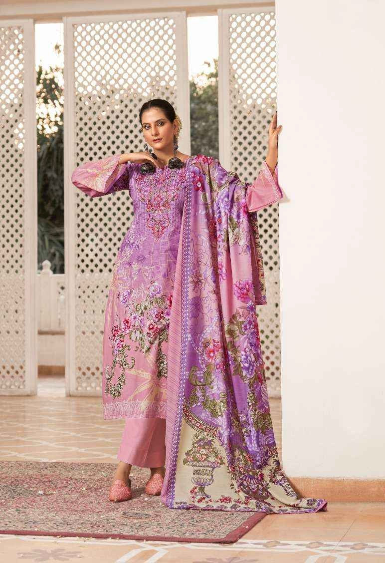Unstitched Cotton Suit Material with Self Embroidery, Printed Cotton Bottom and Digital Print Dupatta
