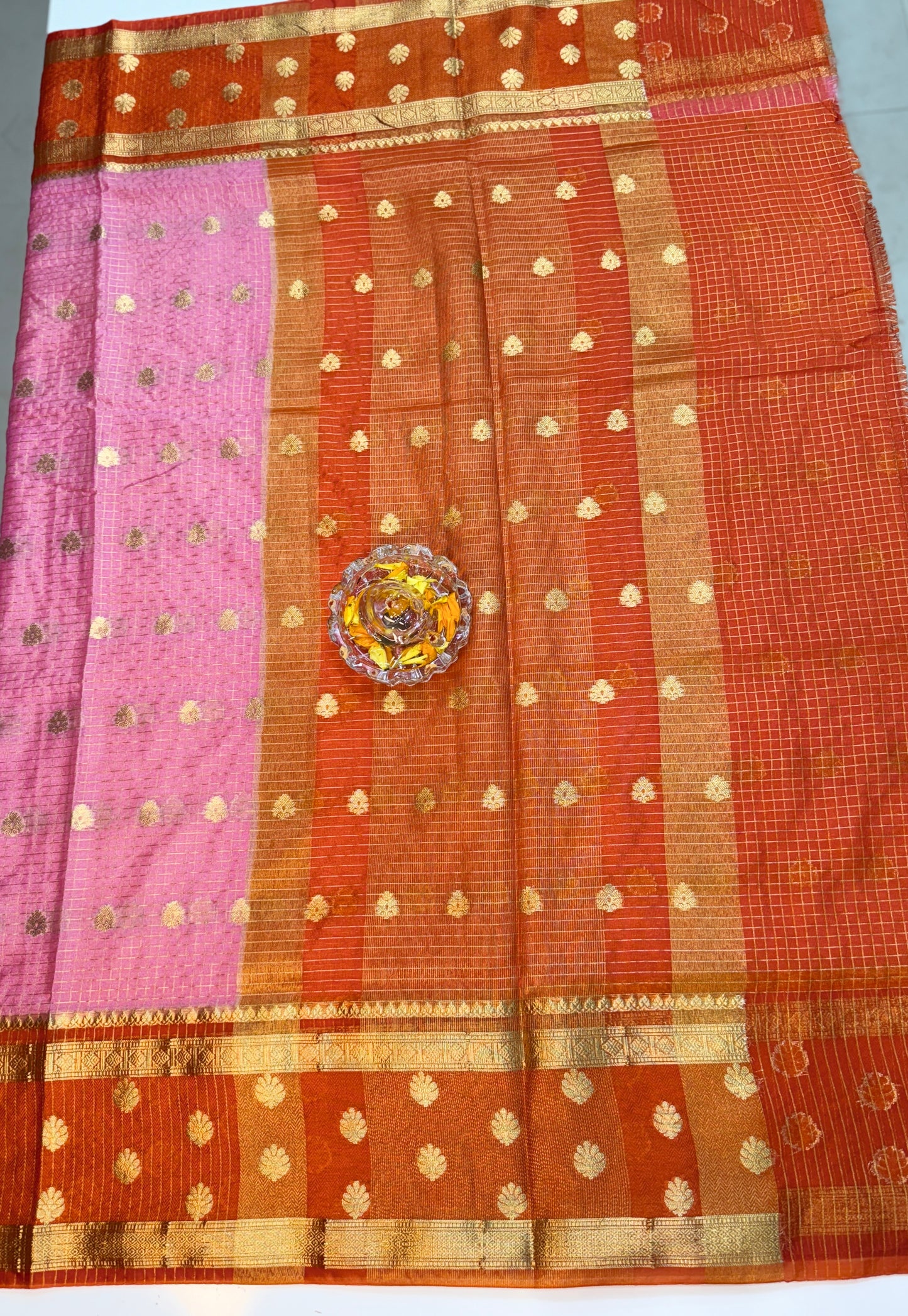 Banarasi Warm Silk Soft Saree with Zari Checks and Buti Motifs for Women
