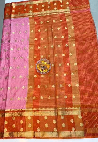 Banarasi Warm Silk Soft Saree with Zari Checks and Buti Motifs for Women
