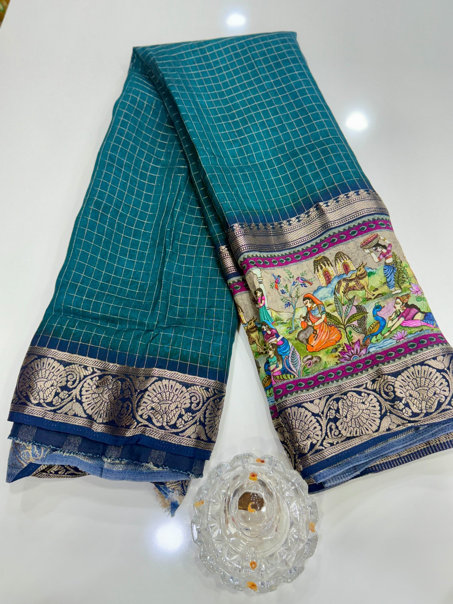 Russian Bentex Border Chittpallu Viscose Crepe Silk Saree with Zari Weaving – Festive Wear