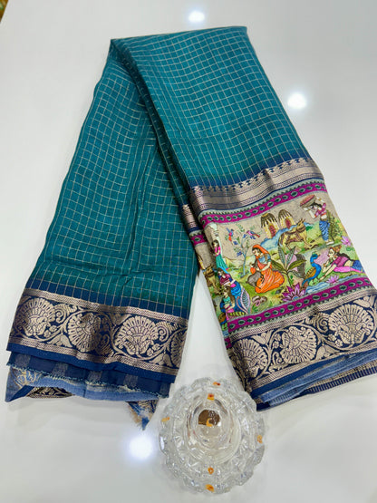 Russian Bentex Border Chittpallu Viscose Crepe Silk Saree with Zari Weaving – Festive Wear