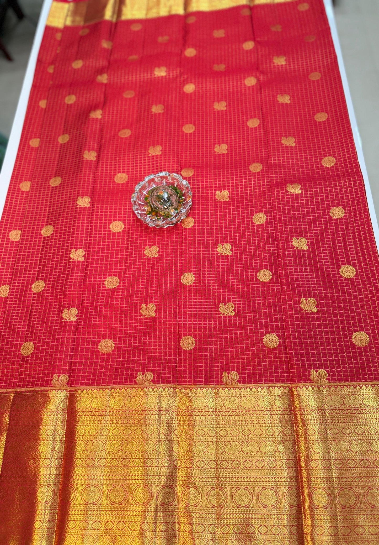 Handloom Pure Silk Saree with Brocade Checks and Zari Border – Wedding & Traditional Wear