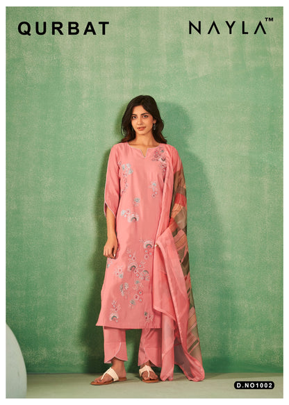 Viscose Silk Kurta Pant Dupatta Set with Printed Lace Dupatta and Mul Cotton Inner – Sizes M to XXL