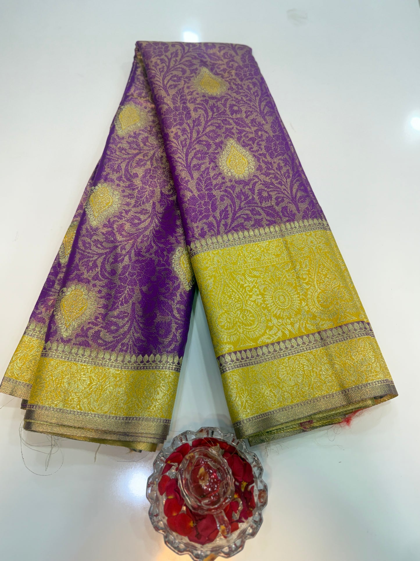 Pure Soft Silk Saree with Rich Zari Weaving and Multicolor Thread Work, Running Silk Blouse