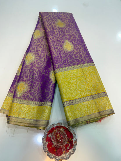 Pure Soft Silk Saree with Rich Zari Weaving and Multicolor Thread Work, Running Silk Blouse