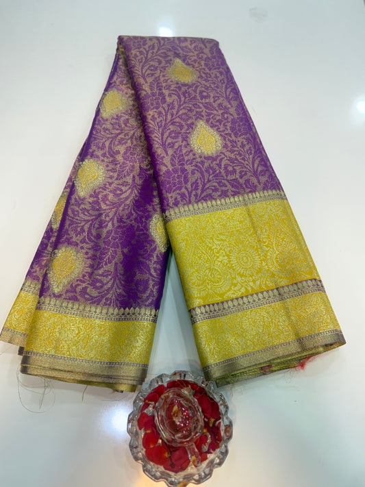 Pure Soft Silk Saree with Rich Zari Weaving and Multicolor Thread Work, Running Silk Blouse