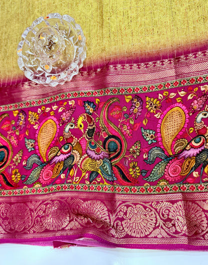 Russian Bentex Border Chittpallu Viscose Crepe Silk Saree with Zari Weaving – Festive Wear