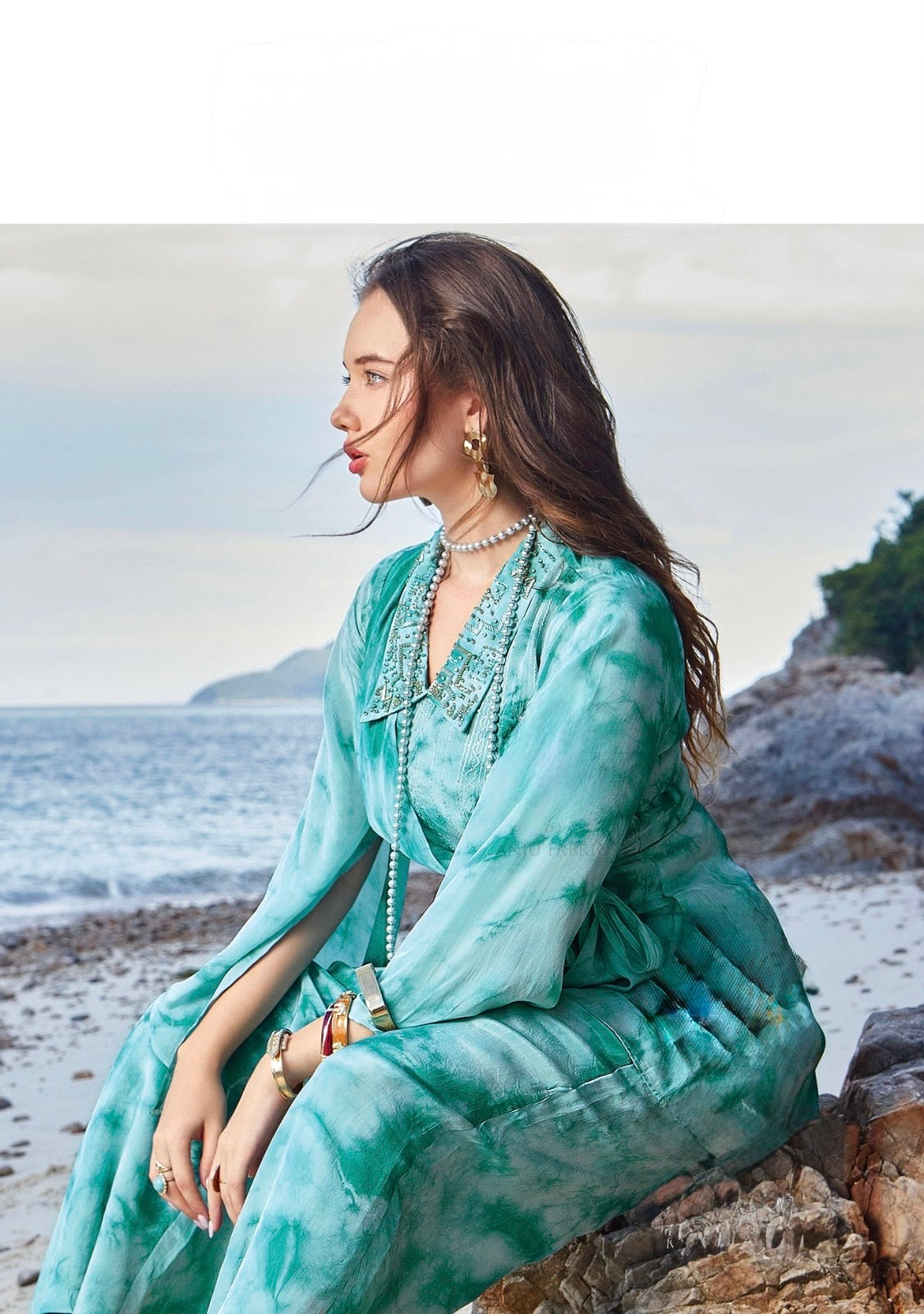 Smokey Designer Dress for Women in Georgette, Chinon & Crepe with Handwork and Tie-Dye Finish