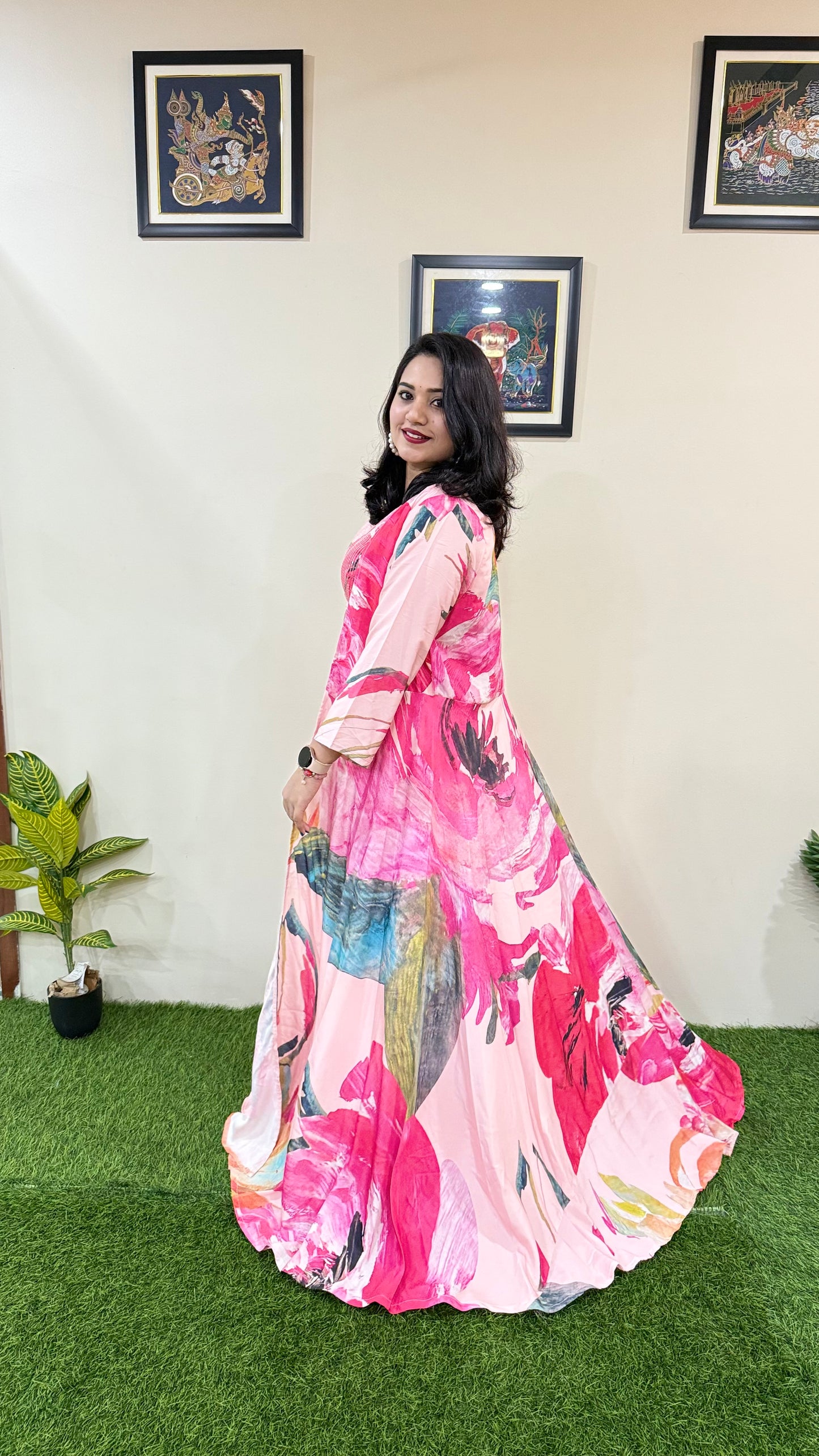 French Crepe Silk 4-Piece Embroidered Ethnic Set for Women – Free Size Stitched Outfit