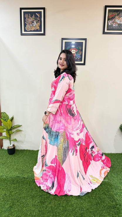 French Crepe Silk 4-Piece Embroidered Ethnic Set for Women – Free Size Stitched Outfit