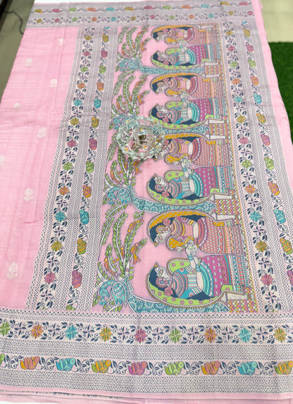 Pure Kora Silk Banarasi Meena Zari Weaving Saree with Blouse Piece – Pink Traditional Festive Wear