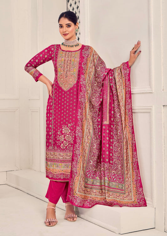 Women’s muslin kurta pant dupatta set with digital print, aari and Swarovski work – sizes L to 3XL