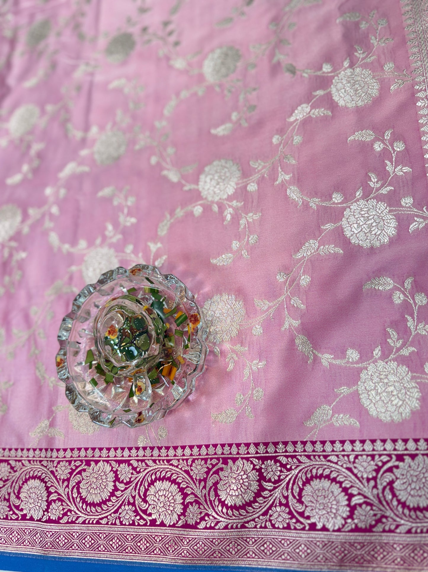 Banarasi Mashru Katan Silk Saree in Pink and Magenta with Contrast Blouse Piece – Women’s Festive Wear