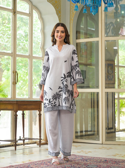 Linen-Cotton Kurti Pant Set with Subtle Tailored Finish – Ethnic Daily Wear for Women (Sizes 38 to 46)