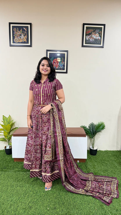 Muslin Printed and Embroidered Skirt and Top Set for Women