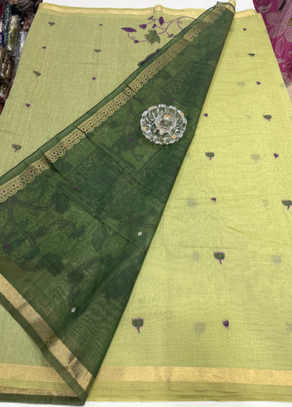 Munga Cotton Handloom Pichwai Saree for Women with Woven Border and Tassel Pallu – Soft Lightweight Traditional Wear