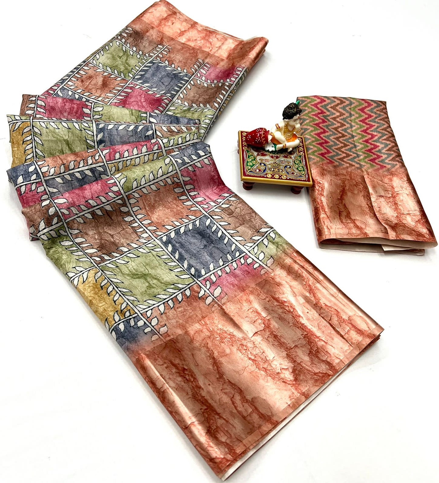 Pure Silk Dola Digital Printed Saree with Matching Digital Print Blouse Fabric