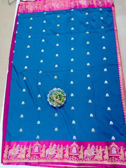 Mashru silk saree with Sindhu Ghaat zari weaving and blouse piece for women