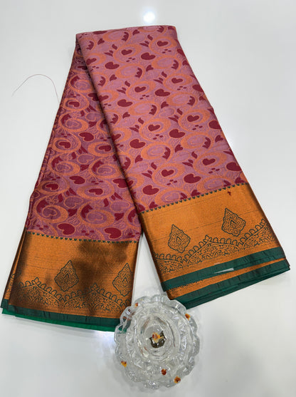 Soft Silk Saree with Samutrika Weaving and Contrast Zari Border for Women – Lightweight Festive Wear Saree