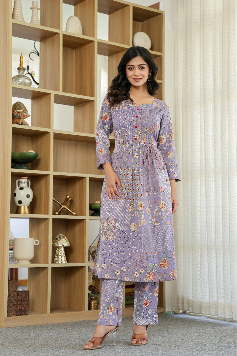 Premium Cotton Kurta Pant Set for Women with Elegant Detailing Work