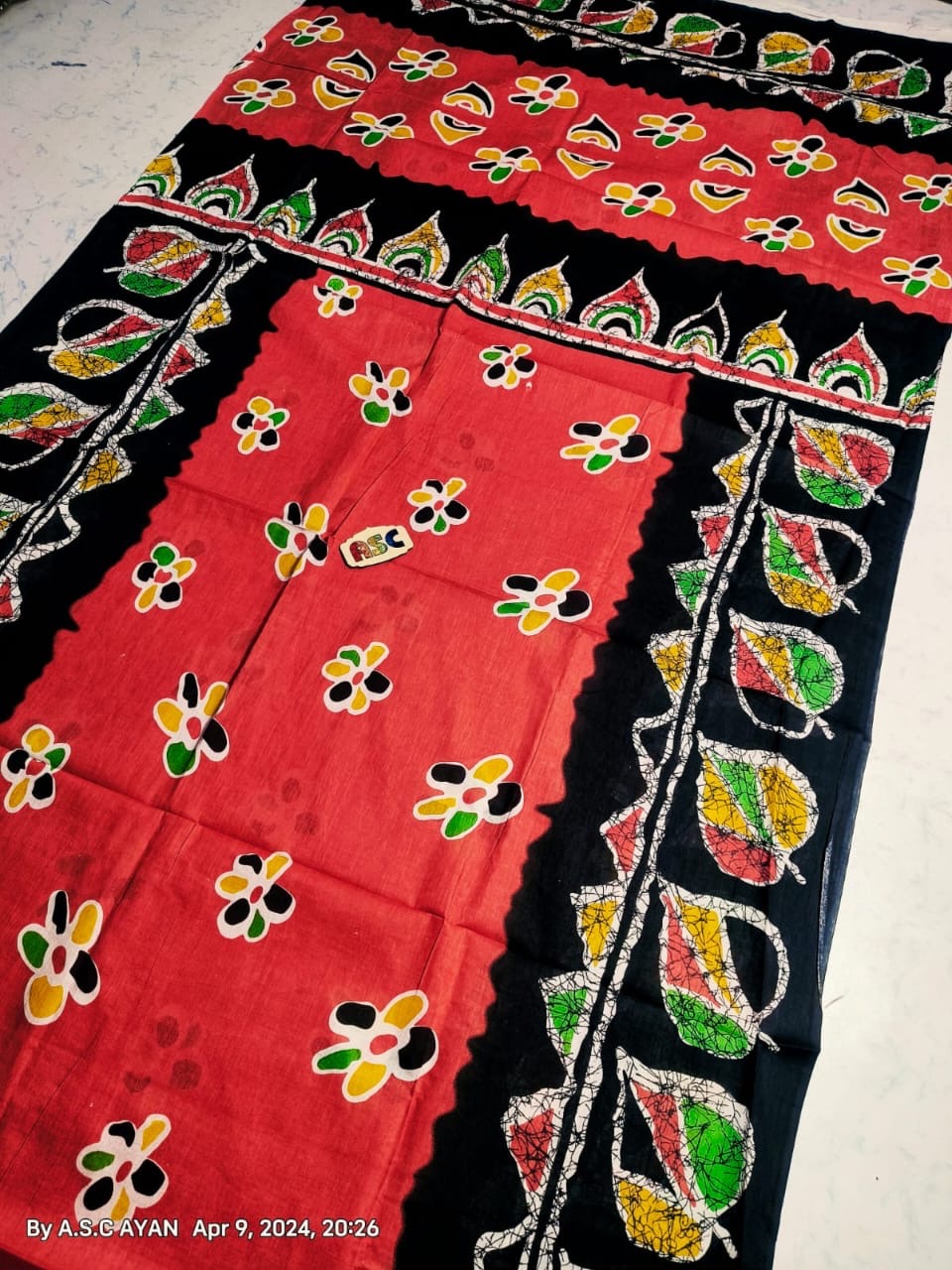 Pure Cotton Batik Print Saree for Women with Hand-Printed Design