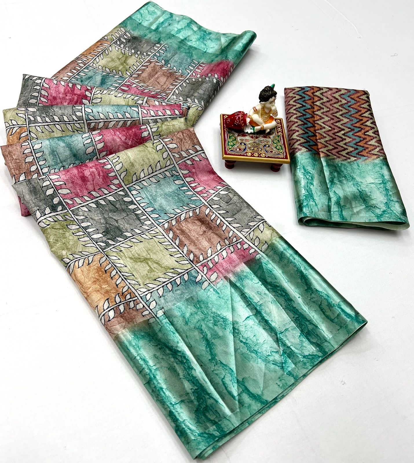 Pure Silk Dola Digital Printed Saree with Matching Digital Print Blouse Fabric