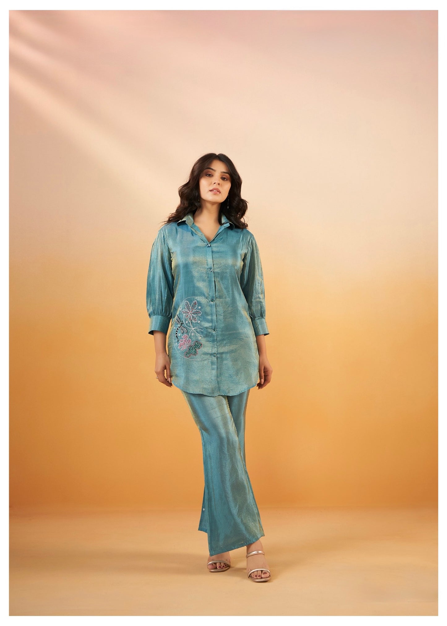 Women's Viscose Silk Co-ord Set with Elegant Work