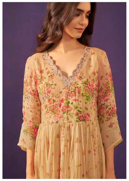 Georgette Anarkali Kurta Pant Dupatta Set with Elegant Detailing Work for Women