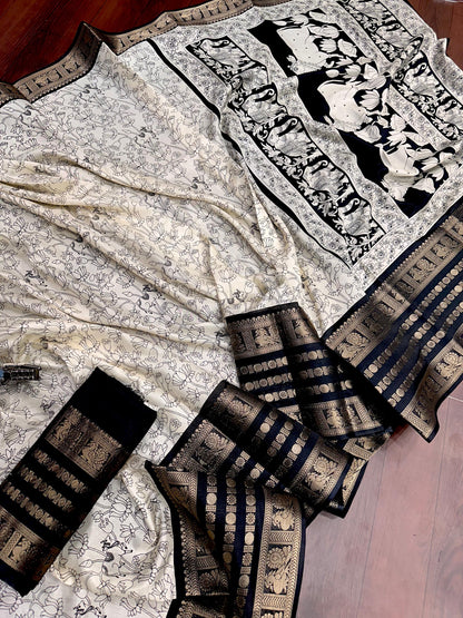 Dola Silk Saree with All-Over Jari Work and Jacquard Border for Women