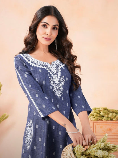 Denim Butta and Rayon Co-ord Set for Women – Casual Wear Two-Piece Set