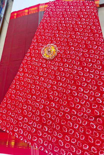 Chettinad Pure Cotton Saree with Zari Border – 80 Count, 20 Colours, 5.5m Length