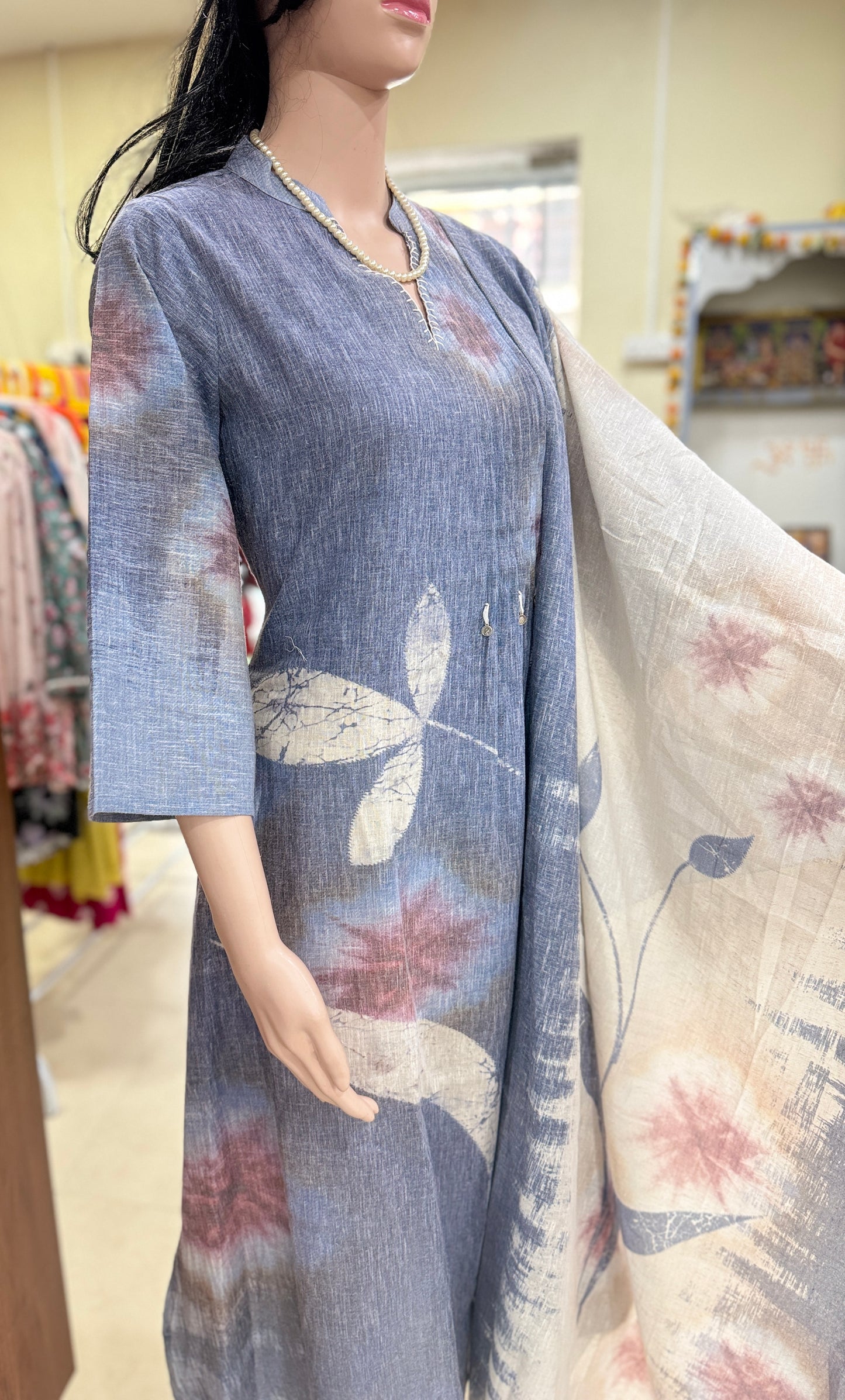 Cotton flex kurta pant dupatta set for women with detailing work, sizes 38 to 44, ethnic 3 piece suit set