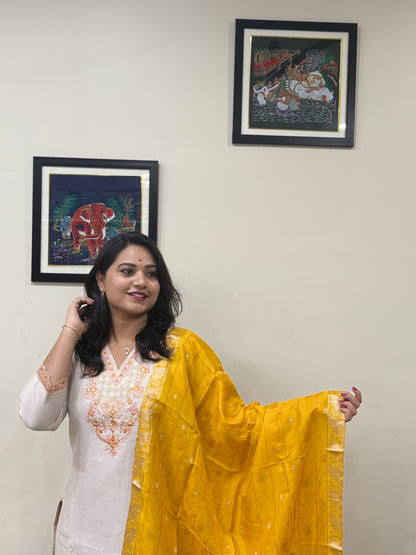 Viscose Embroidered 3-Piece Suit Set with Jacquard Dupatta – XL to 3XL