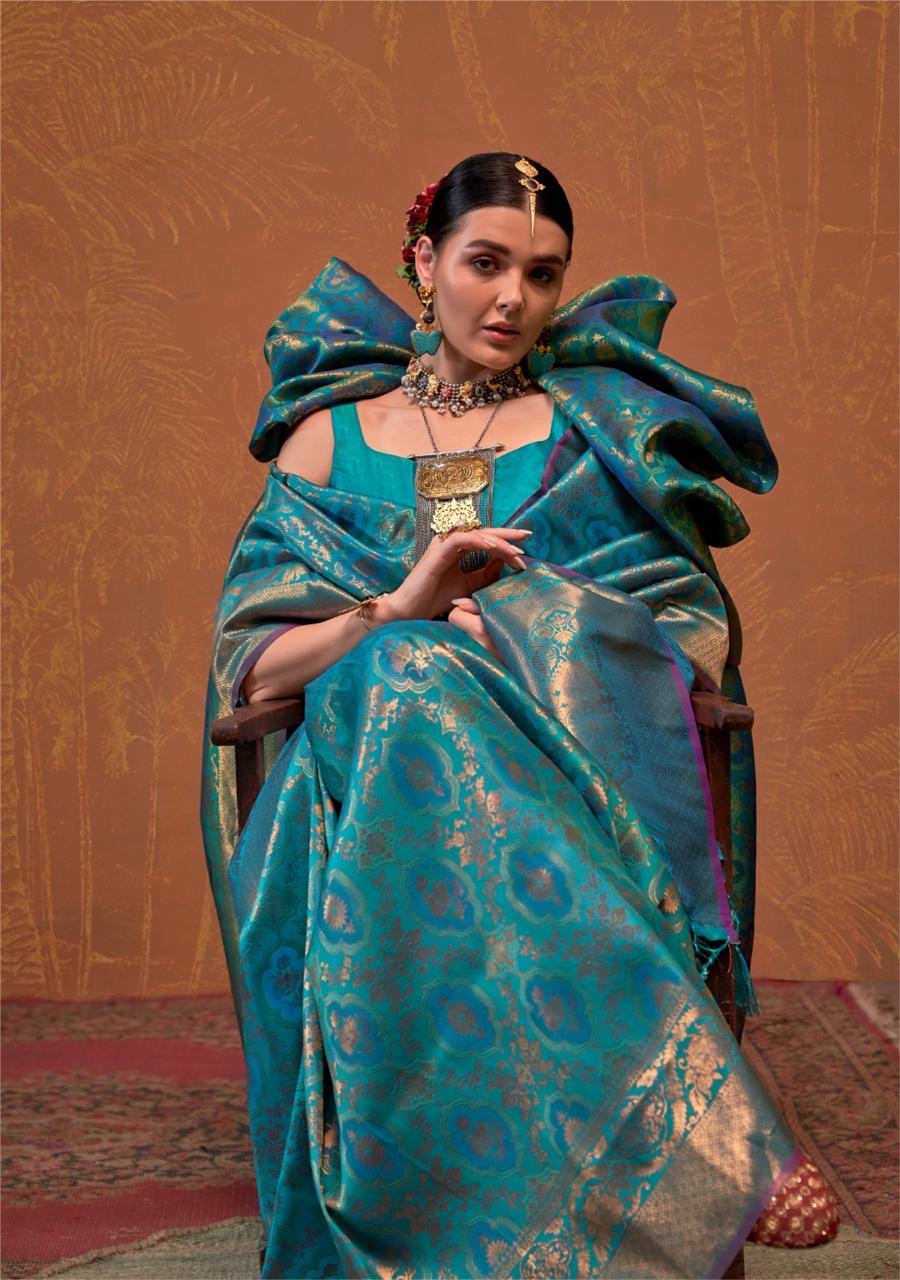 Handloom style Silk Saree with Intricate Weaving and Blouse Piece – Festive and Wedding Wear