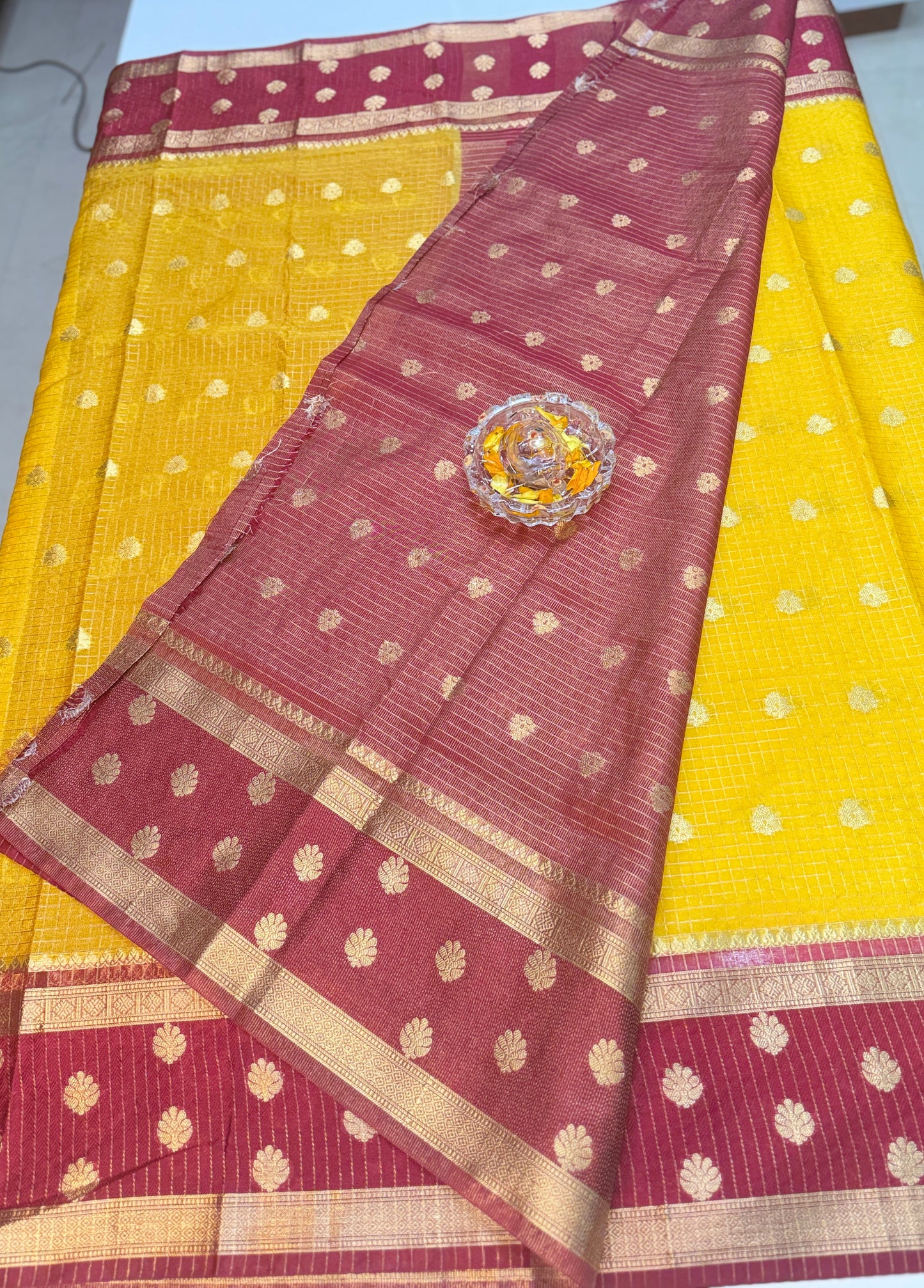 Banarasi Warm Silk Soft Saree with Zari Checks and Buti Motifs for Women