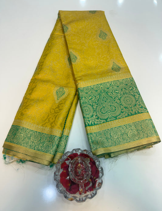 Pure Soft Silk Saree with Rich Zari Weaving and Multicolor Thread Work, Running Silk Blouse