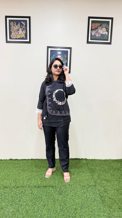 Women's Viscose Latex Co-ord Set in Trendy Solid Design – Sizes XL to 3XL