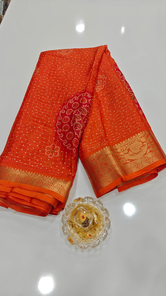 Dotted Motif Woven Saree with Decorative Border