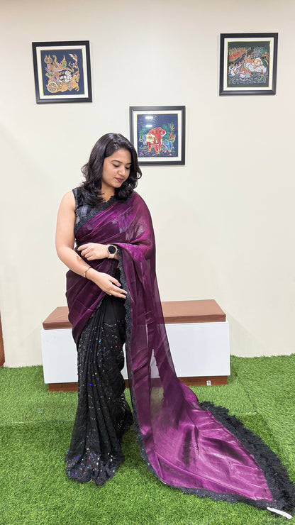 ethnic designer saree with unstitched blouse for women – festive wear