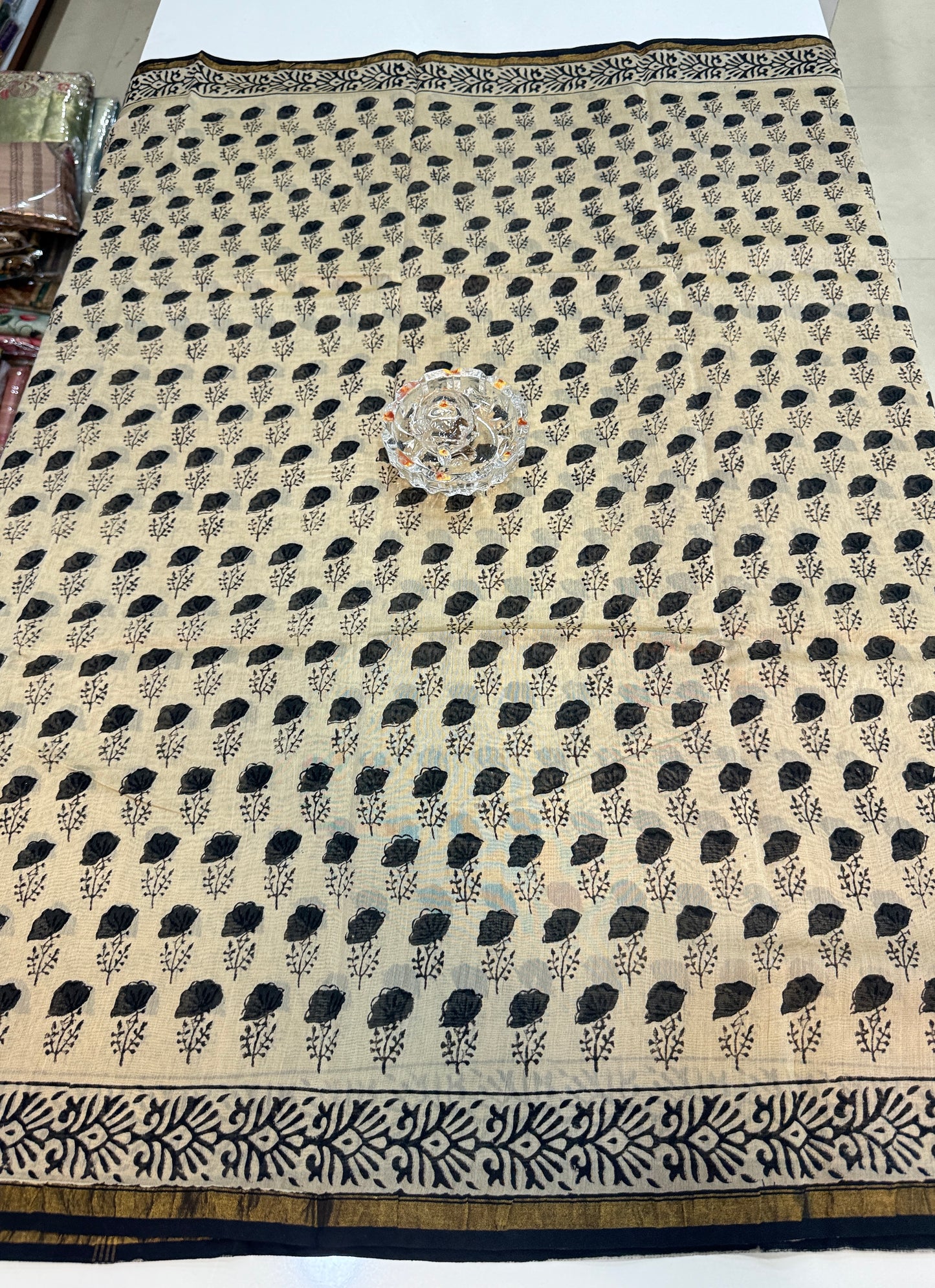 Pure Chanderi Silk Saree with Intricate Handblock Print and Blouse Piece – Traditional Wear for Women