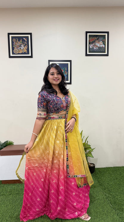 Viscose Jacquard Silk Embroidered Lehenga Choli with Dupatta for Women – Free Size Stitched