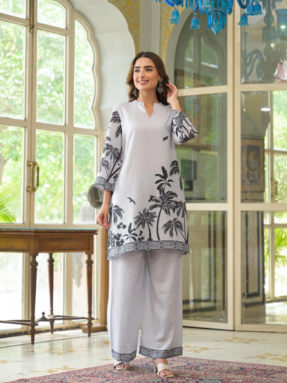 Linen-Cotton Kurti Pant Set with Subtle Tailored Finish – Ethnic Daily Wear for Women (Sizes 38 to 46)