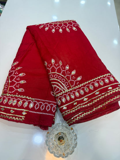 Pure Modal Silk Saree with Embroidered Border and Matching Blouse