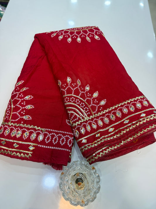 Pure Modal Silk Saree with Embroidered Border and Matching Blouse