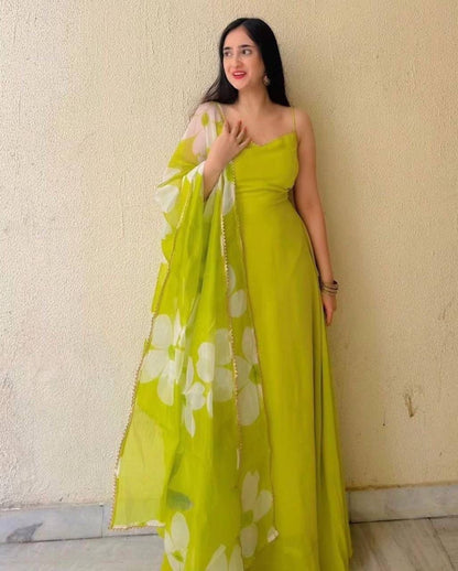 Fox Georgette Lilac Anarkali Dress with Kalamkari Dupatta – Fully Lined – Sizes M to XXL