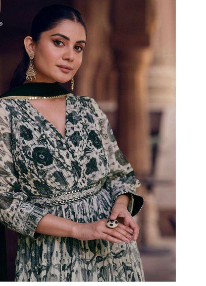 Real Georgette Embroidered Free Size Stitched Outfit with Net Dupatta for Women – Festive Wear