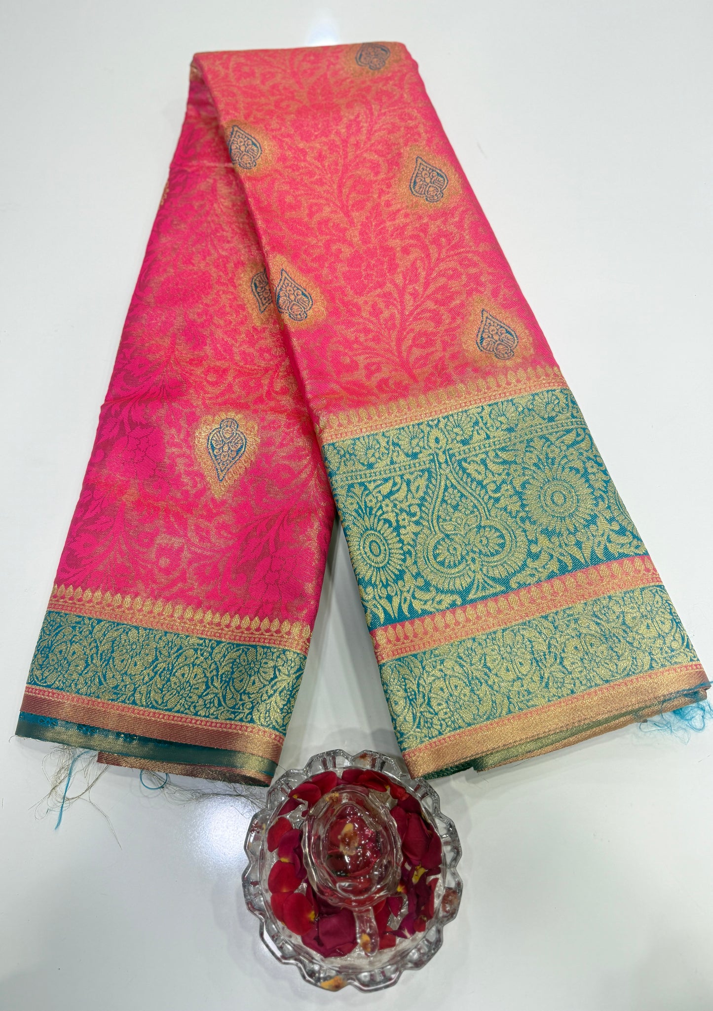 Pure Soft Silk Saree with Rich Zari Weaving and Multicolor Thread Work, Running Silk Blouse