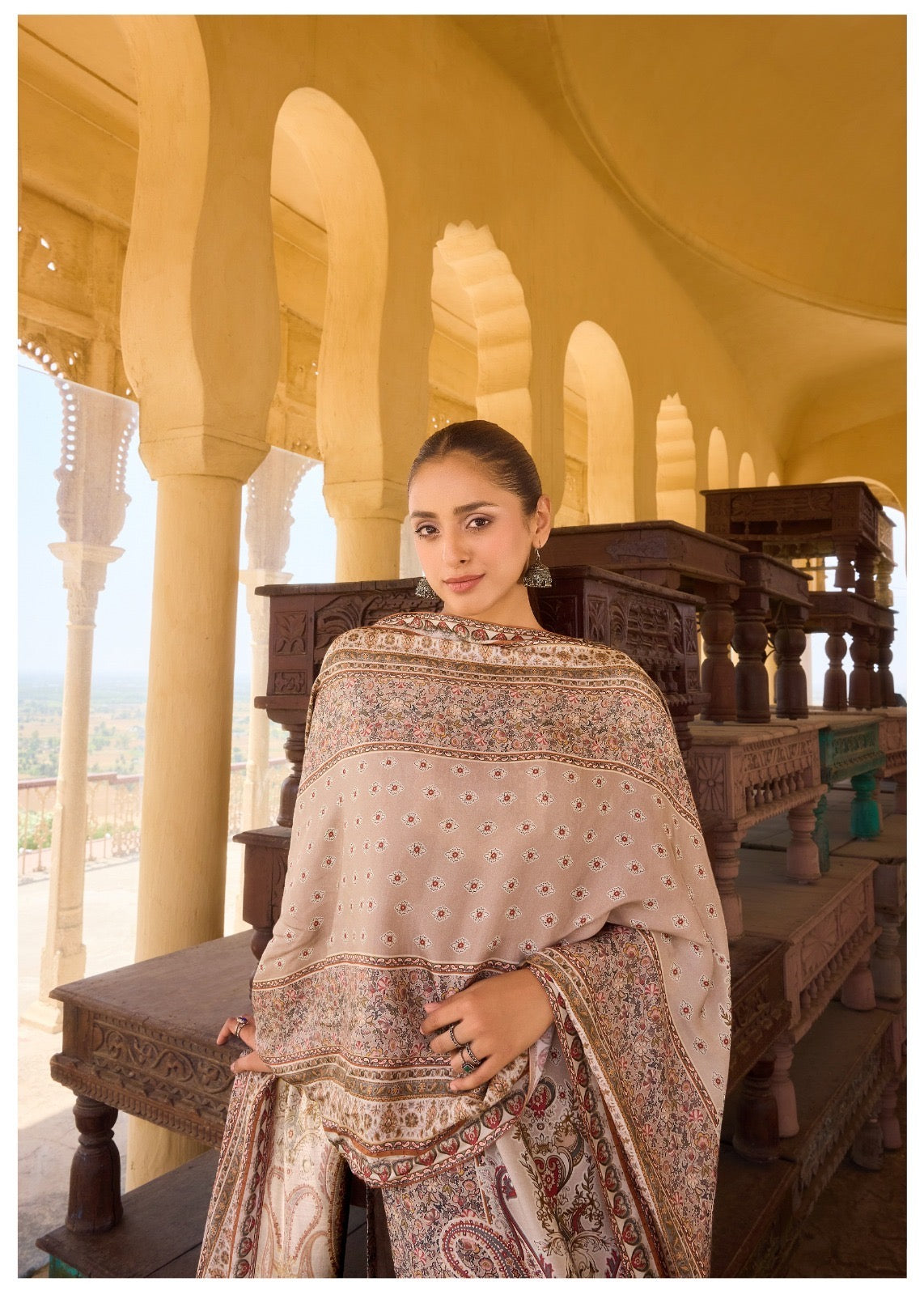 Digital Muslin Kurta Set with Moti Mirror Handwork, Shantoon Pant & Lace Dupatta – M to XXL