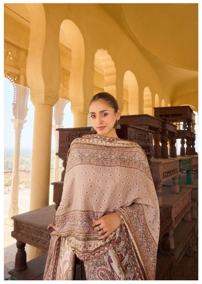 Digital Muslin Kurta Set with Moti Mirror Handwork, Shantoon Pant & Lace Dupatta – M to XXL