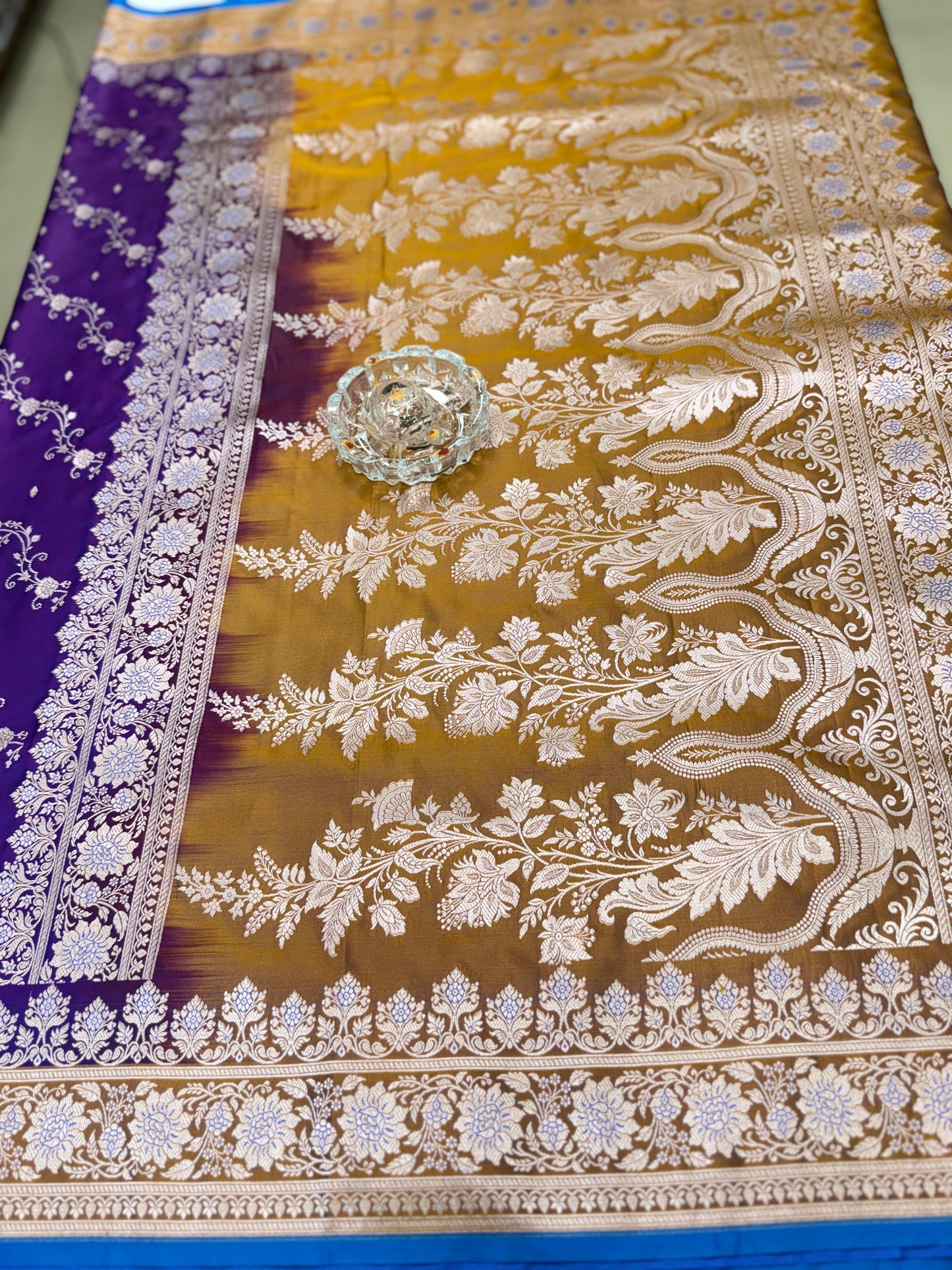 Mashru Katan Silk Saree with Zari Weaving Border and Blouse – Festive Wear for Women